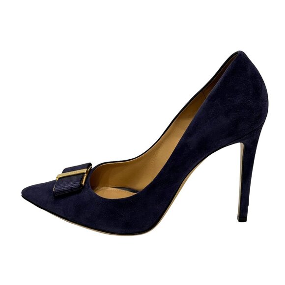$995 Ferragamo blue suede pumps size 10.5 - Picture 1 of 5